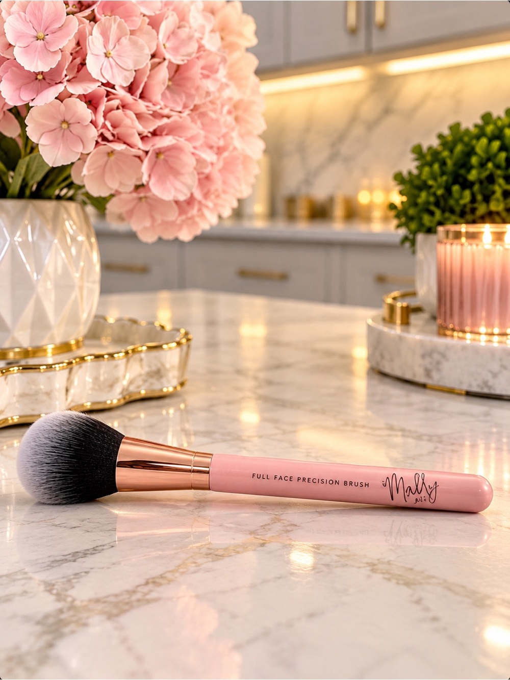 Mally Beauty Full Face Precision Brush Pink Rose Gold | New With Tags